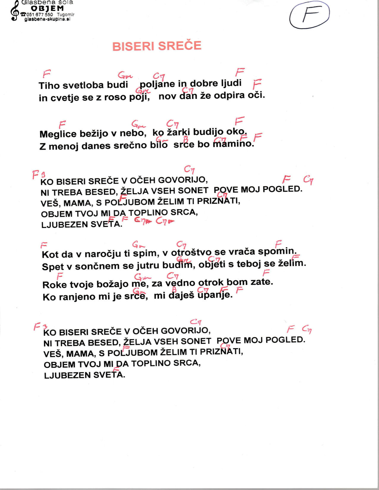 BISERI SREČE – Čuki akordi in besedilo