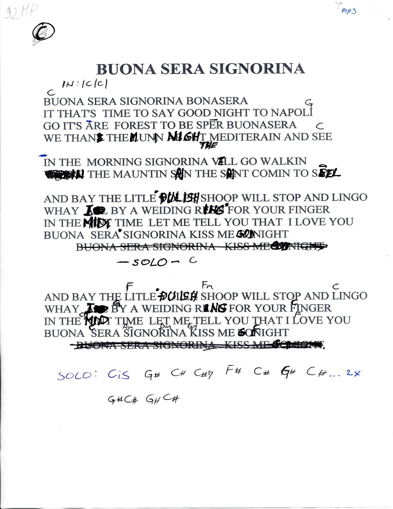 Buona Sera – Dean Martin akordi in besedilo