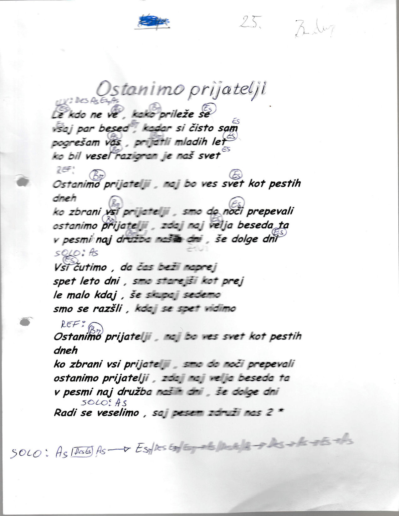 Prijatelji, Ostanimo Prijatelji – Ansambel bratov Avsenik akordi in besedilo